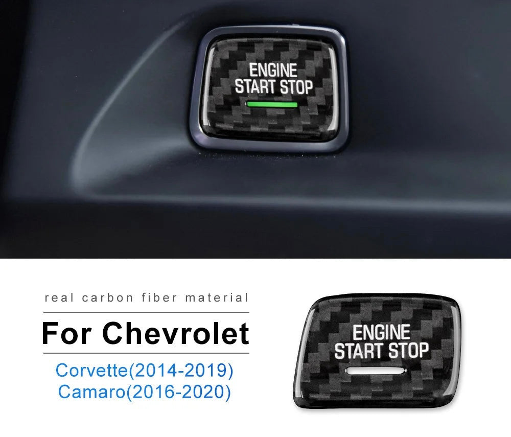 CARBON FIBER START STOP BUTTON COVER FOR 2016 - 2024 CAMARO | 2014 - 2019 CORVETTE