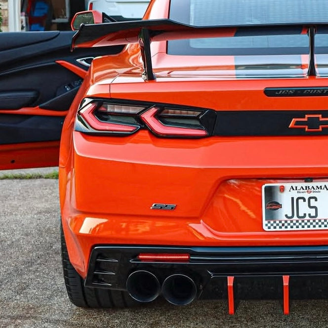 SMOKED LENS RED LED REAR BUMPER REFLECTOR LIGHTS for 2016-2024 CHEVROLET CAMARO