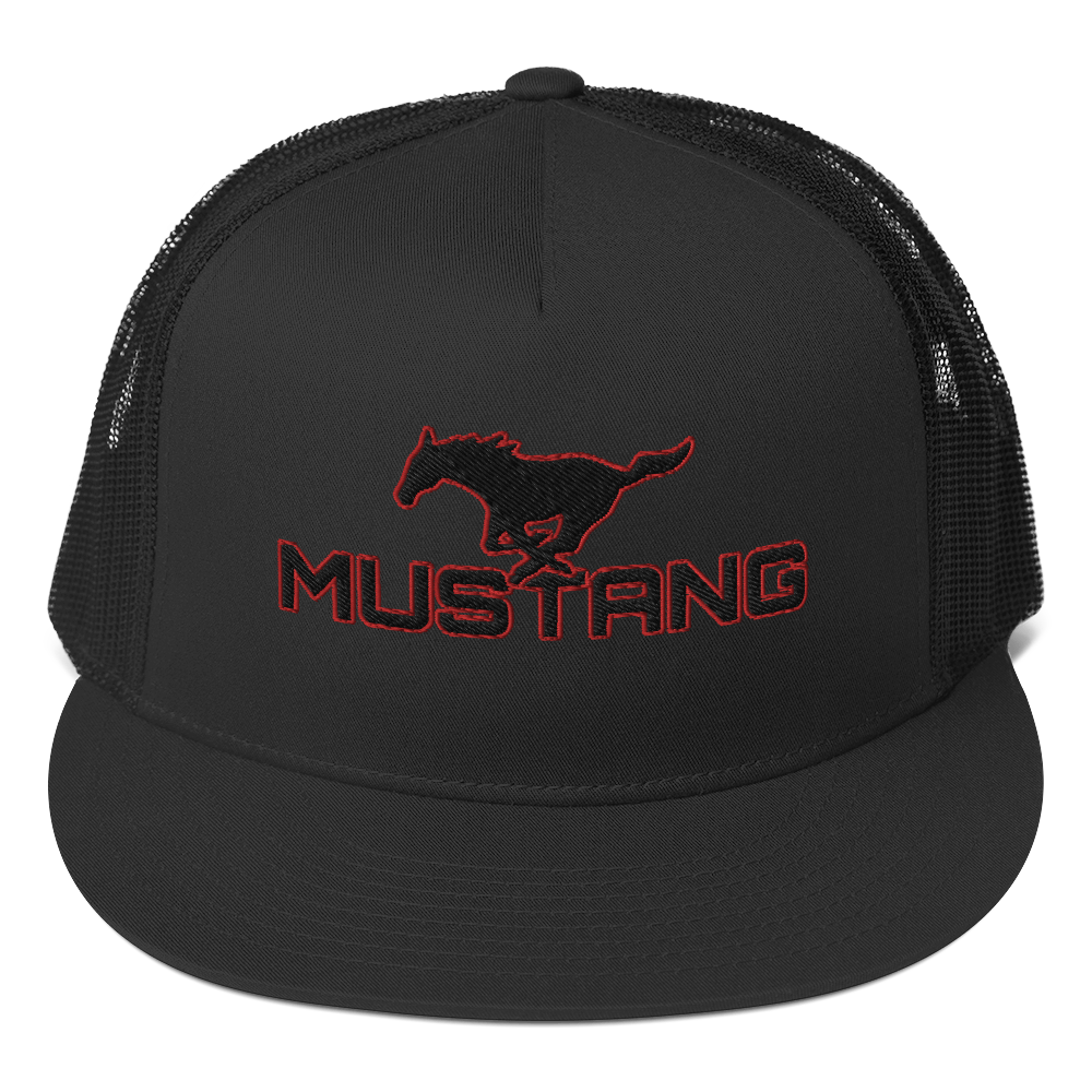 MUSTANG LOGO AND SCRIPT TRUCKER HAT