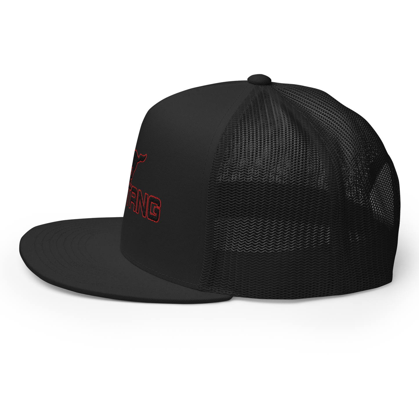 MUSTANG LOGO AND SCRIPT TRUCKER HAT