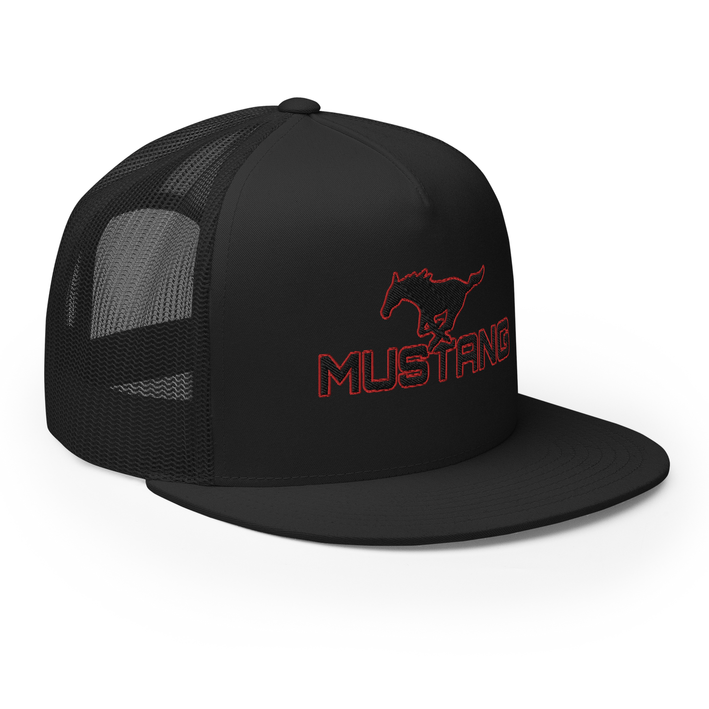 MUSTANG LOGO AND SCRIPT TRUCKER HAT