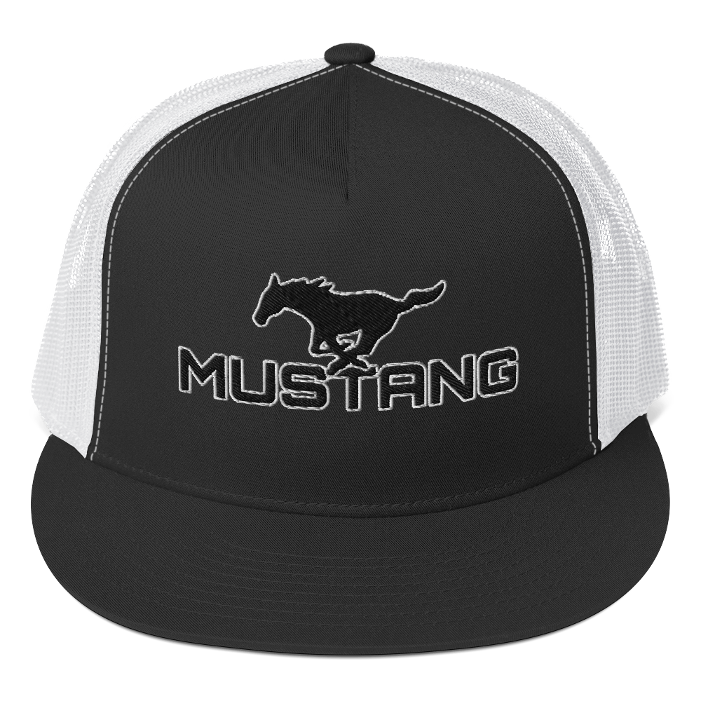 MUSTANG LOGO AND SCRIPT TRUCKER HAT