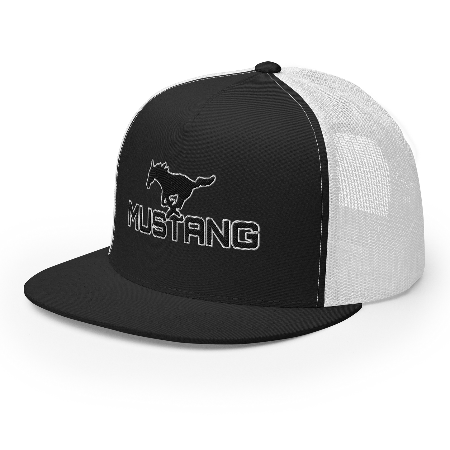 MUSTANG LOGO AND SCRIPT TRUCKER HAT