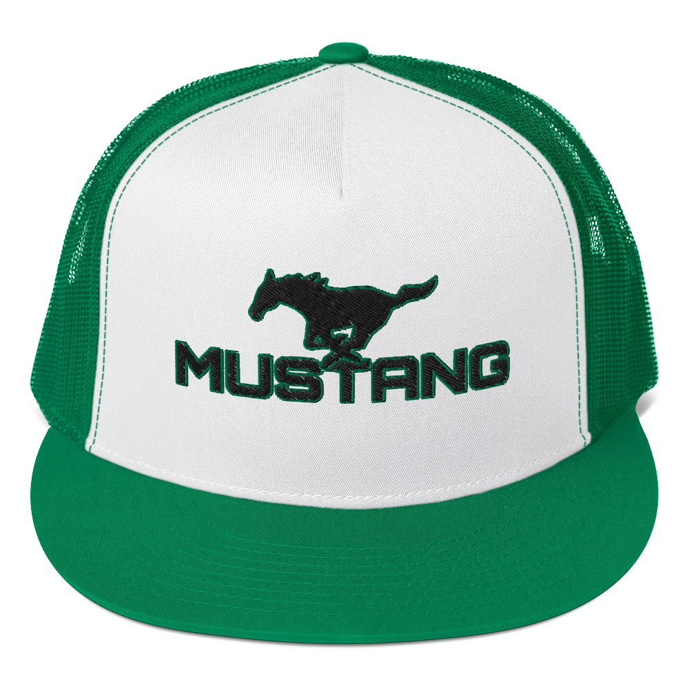 MUSTANG LOGO AND SCRIPT TRUCKER HAT
