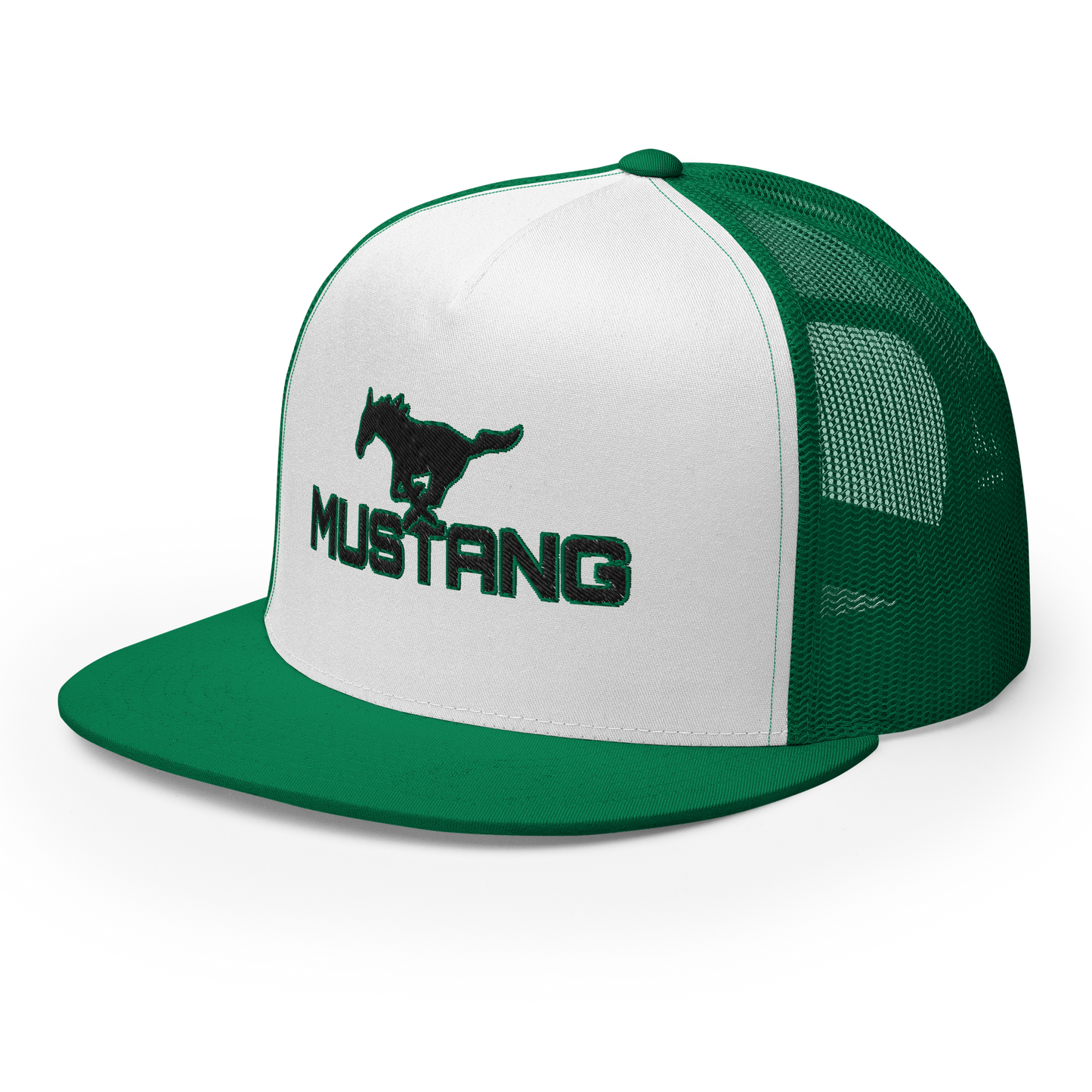 MUSTANG LOGO AND SCRIPT TRUCKER HAT