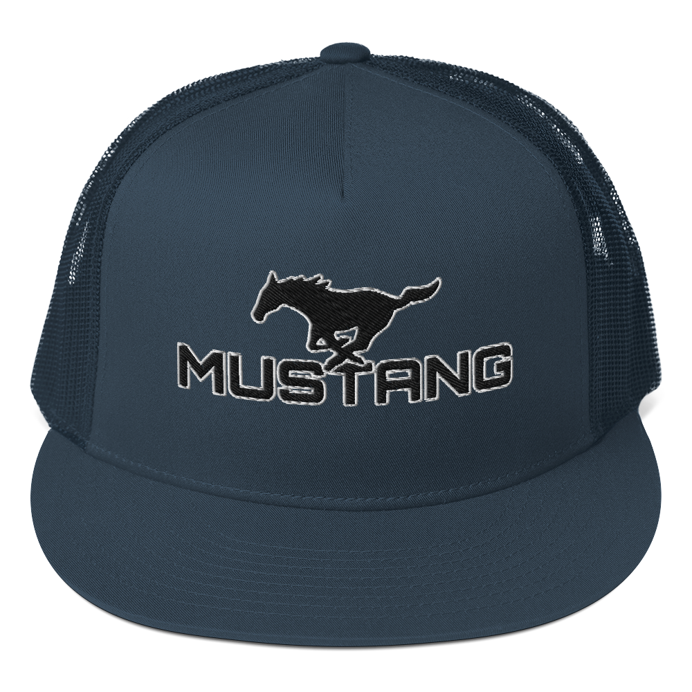 MUSTANG LOGO AND SCRIPT TRUCKER HAT