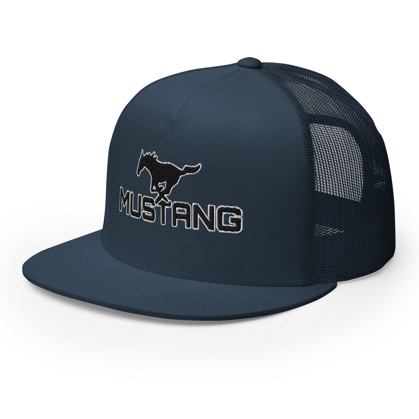 MUSTANG LOGO AND SCRIPT TRUCKER HAT