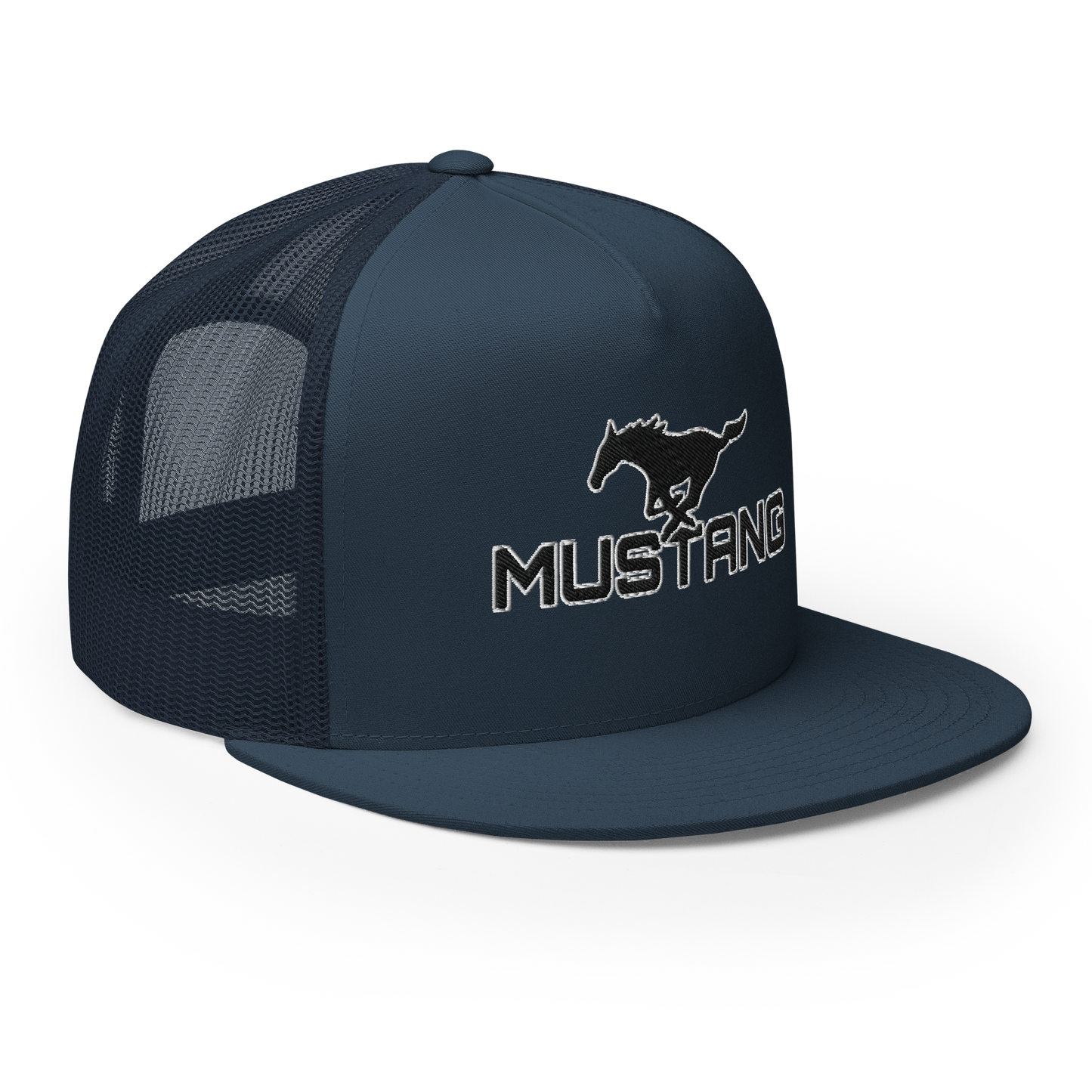MUSTANG LOGO AND SCRIPT TRUCKER HAT