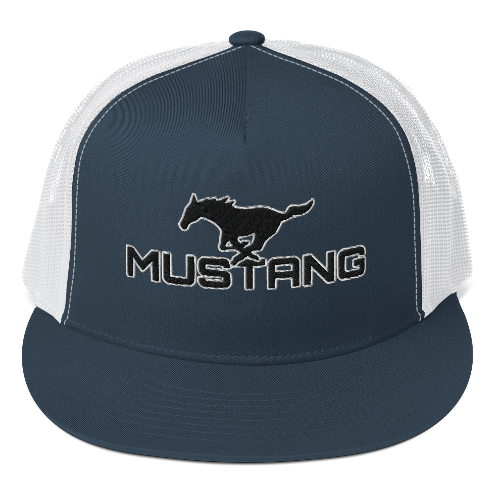 MUSTANG LOGO AND SCRIPT TRUCKER HAT