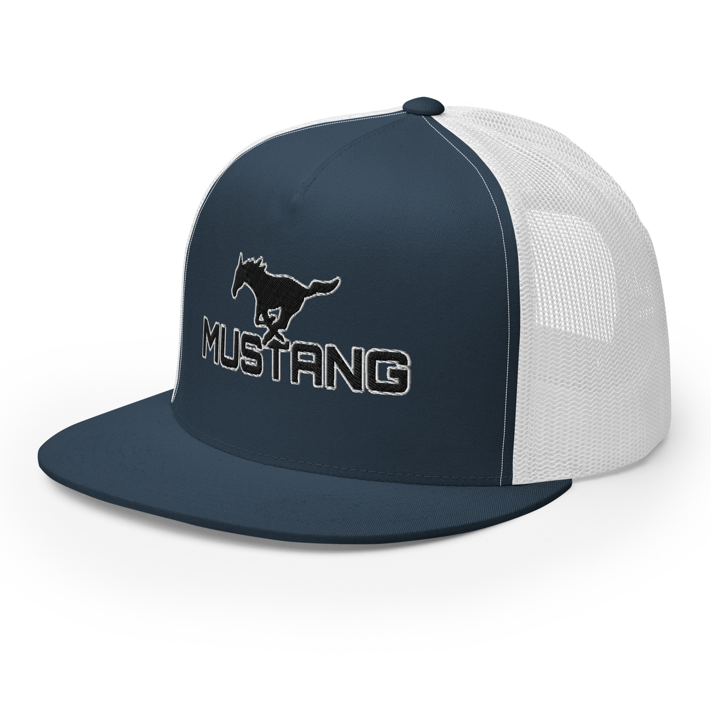 MUSTANG LOGO AND SCRIPT TRUCKER HAT