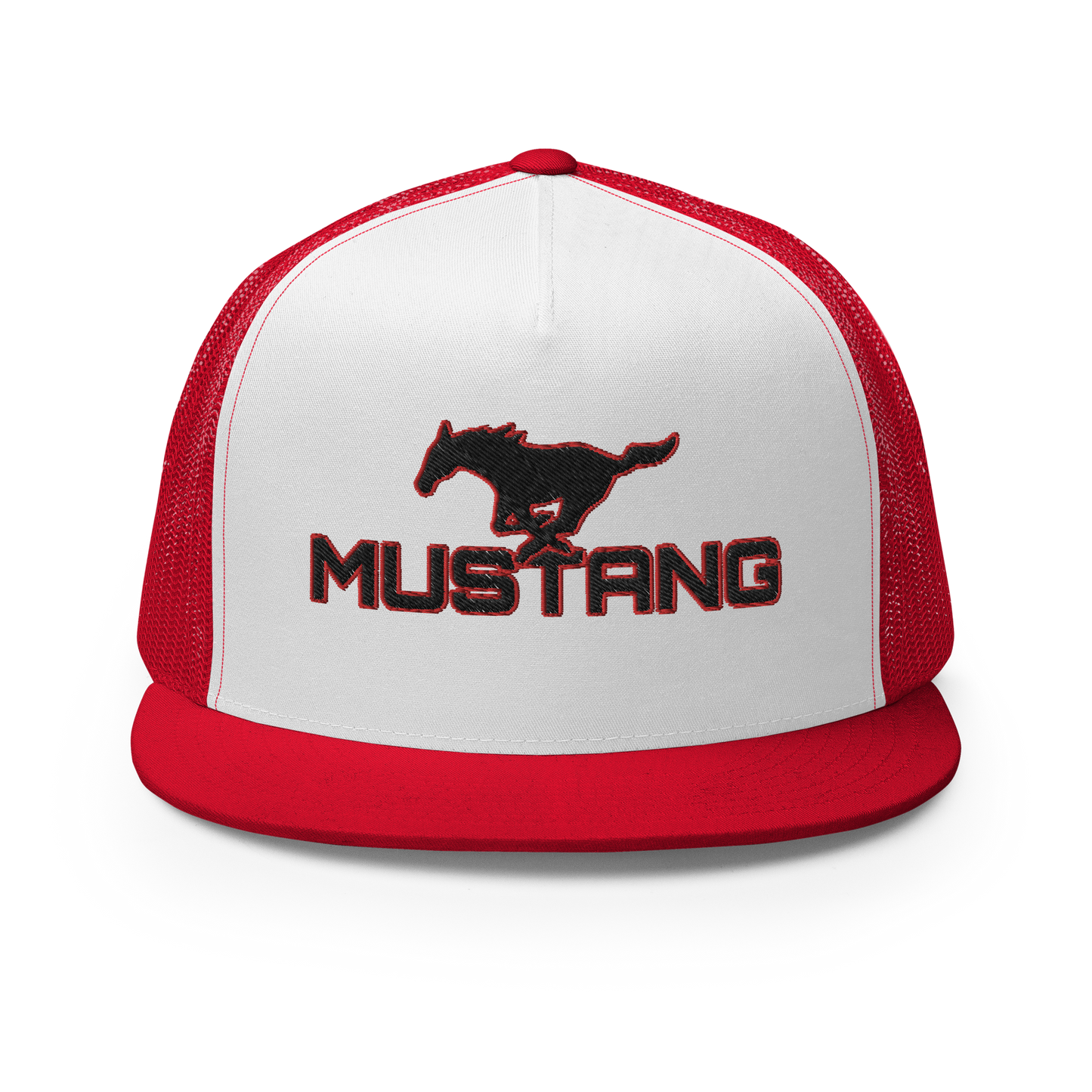 MUSTANG LOGO AND SCRIPT TRUCKER HAT