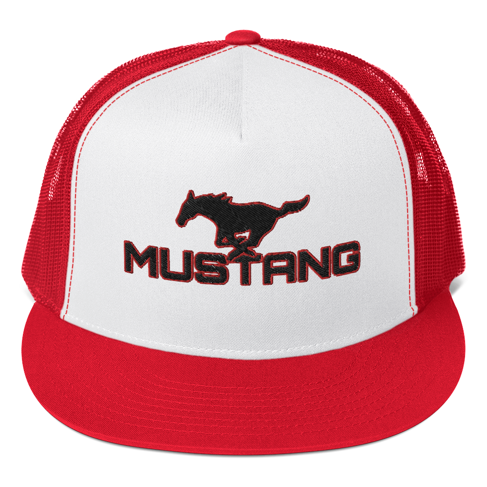 MUSTANG LOGO AND SCRIPT TRUCKER HAT