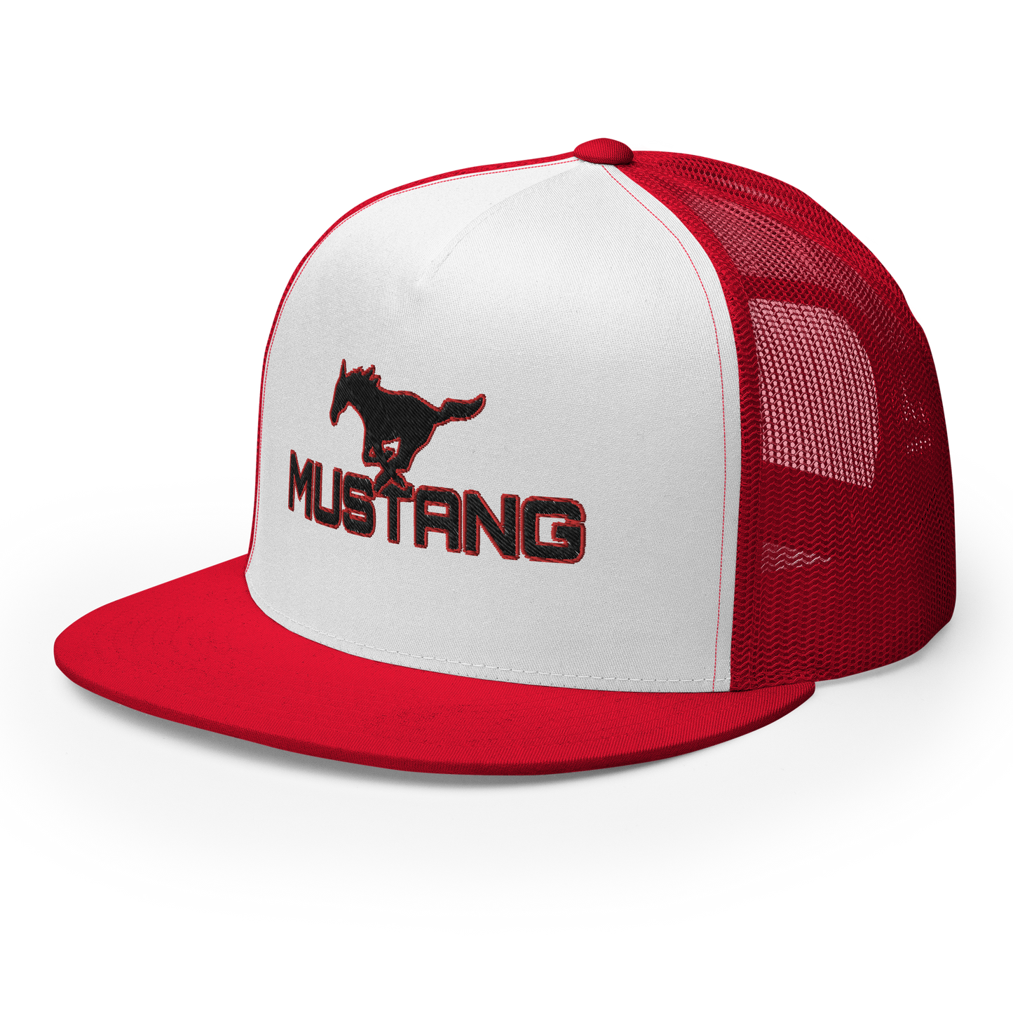MUSTANG LOGO AND SCRIPT TRUCKER HAT