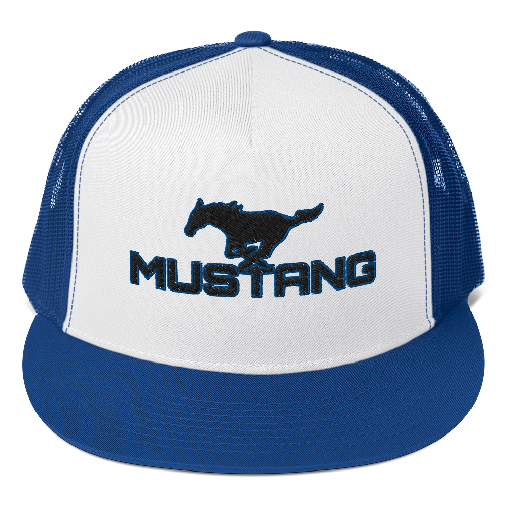 MUSTANG LOGO AND SCRIPT TRUCKER HAT
