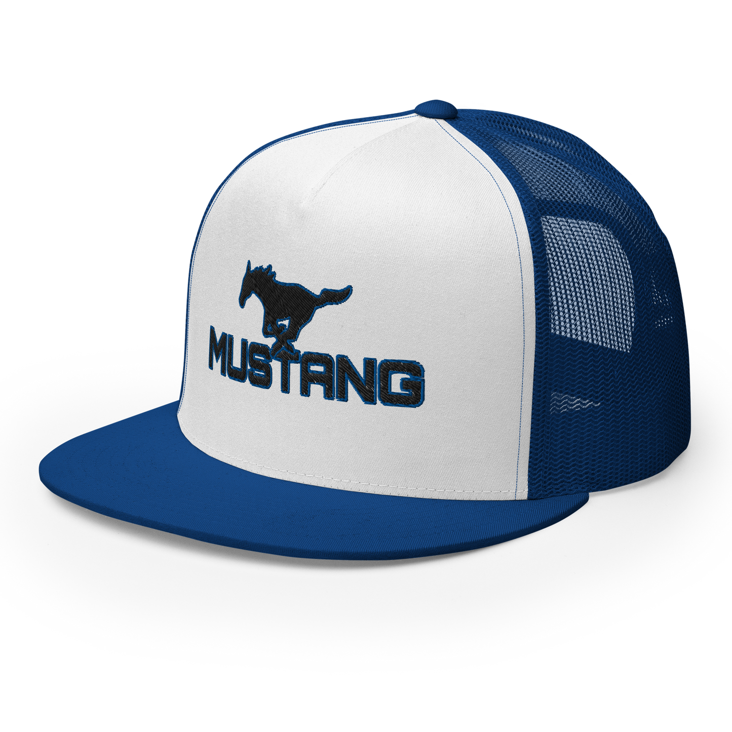 MUSTANG LOGO AND SCRIPT TRUCKER HAT