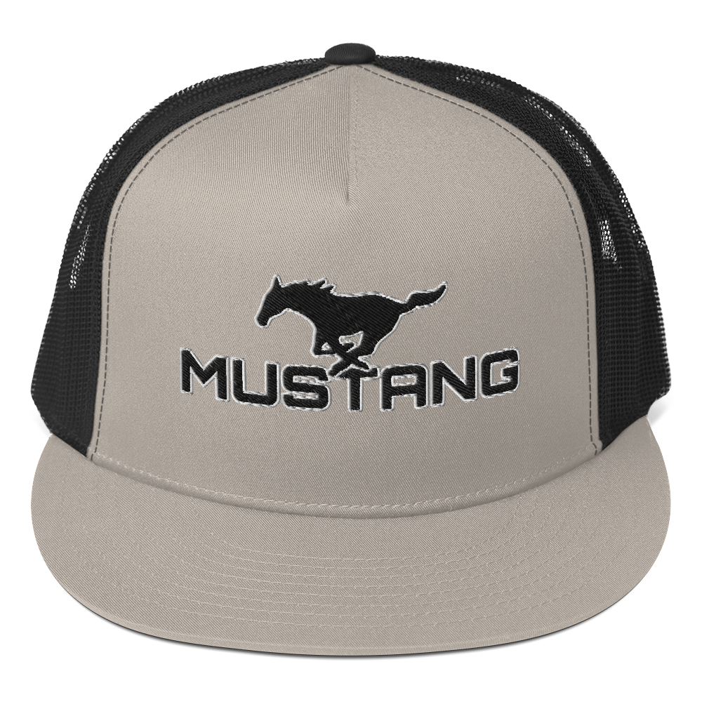 MUSTANG LOGO AND SCRIPT TRUCKER HAT