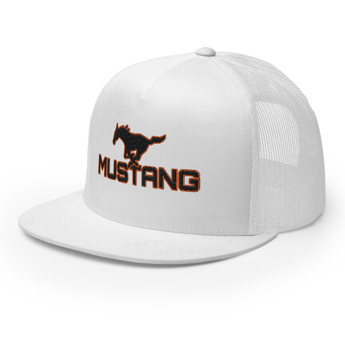 MUSTANG LOGO AND SCRIPT TRUCKER HAT