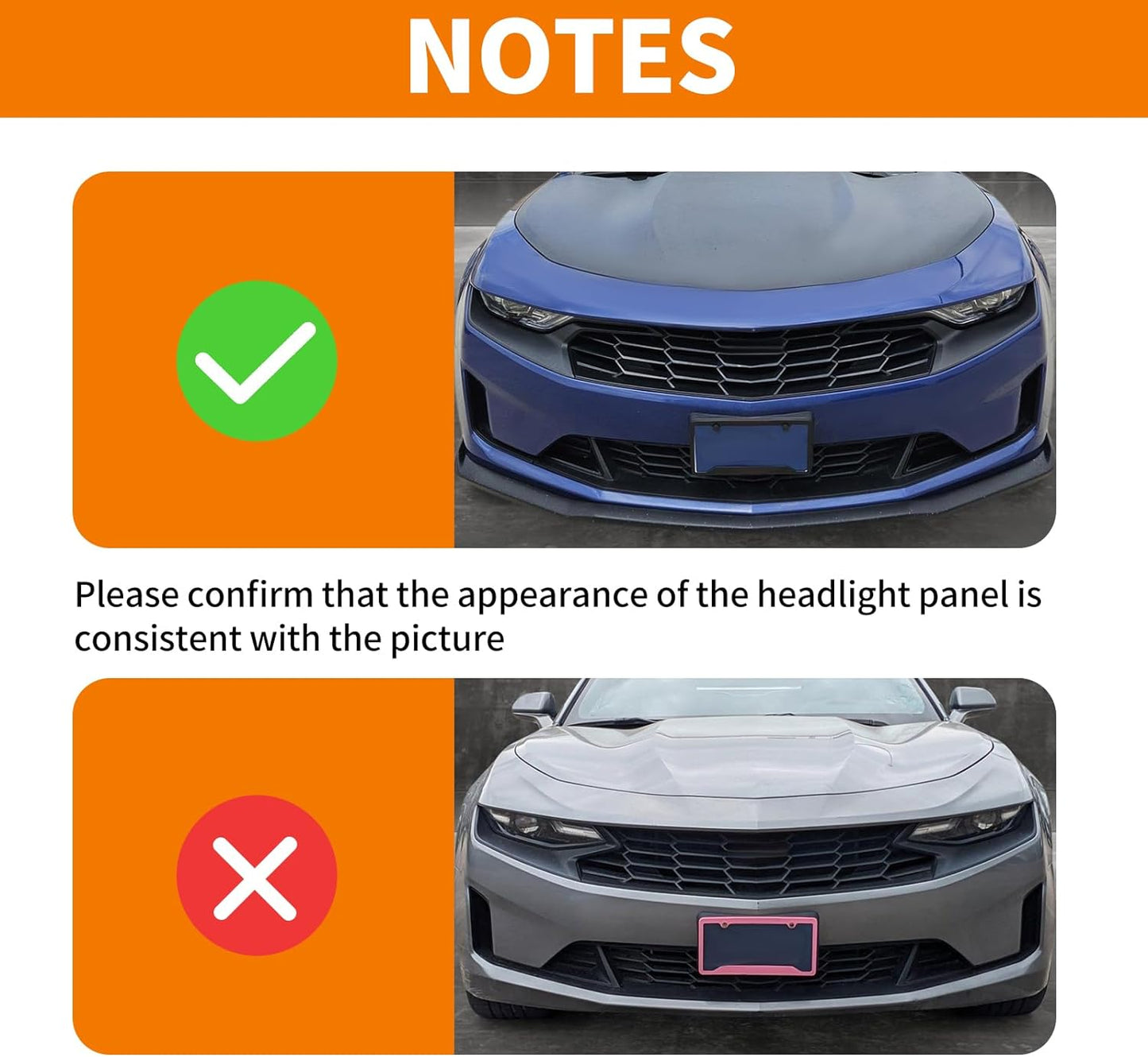 for Chevy Camaro Front Headlight Bezels Trim Cover Red for Chevrolet Camaro 2019-2023 Red Exterior Accessories 2Pcs