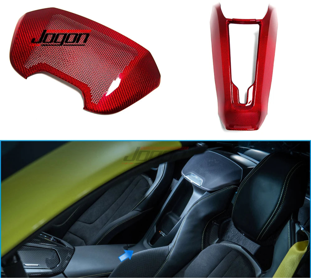 C8 CORVETTE RED CARBON FIBER REAR WATERFALL AND SUBWOOFER COVER KIT