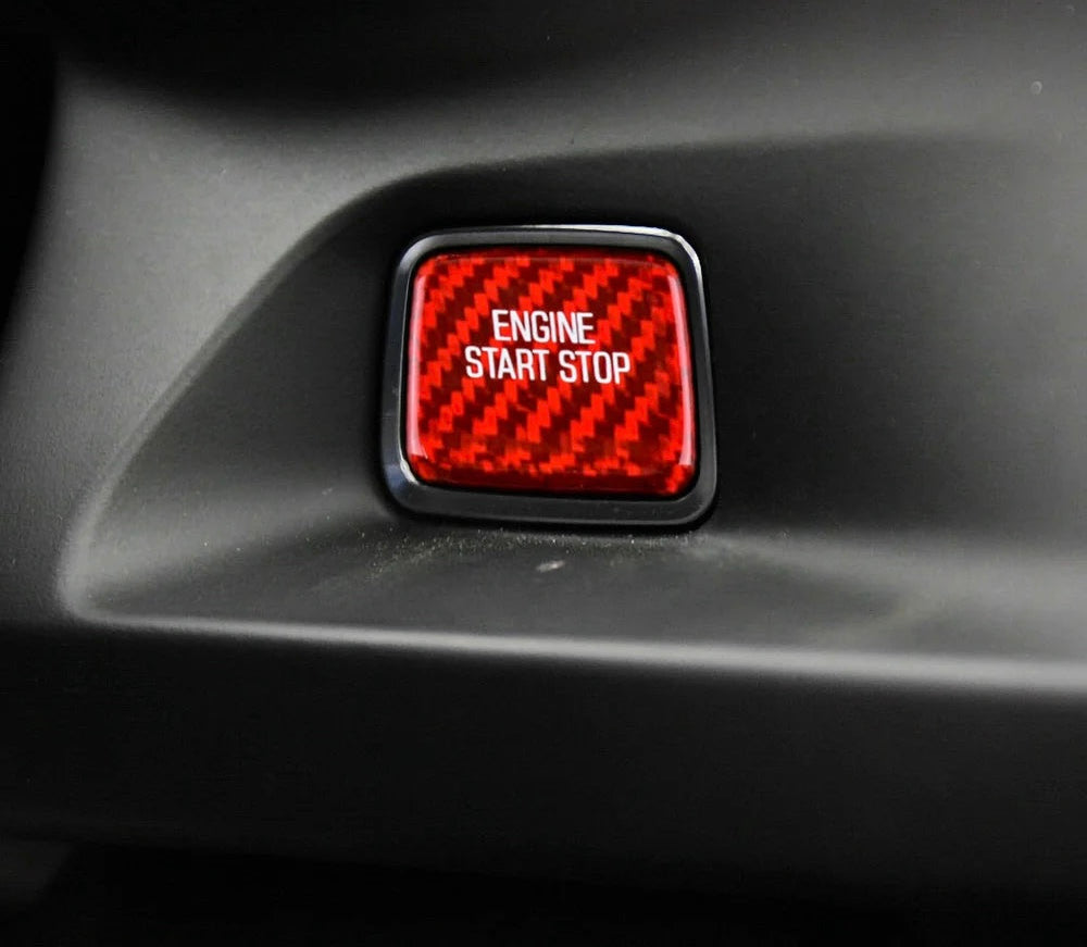 CARBON FIBER START STOP BUTTON COVER FOR 2016 - 2024 CAMARO | 2014 - 2019 CORVETTE