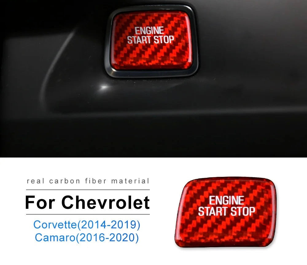 CARBON FIBER START STOP BUTTON COVER FOR 2016 - 2024 CAMARO | 2014 - 2019 CORVETTE