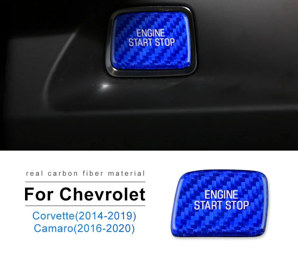 CARBON FIBER START STOP BUTTON COVER FOR 2016 - 2024 CAMARO | 2014 - 2019 CORVETTE