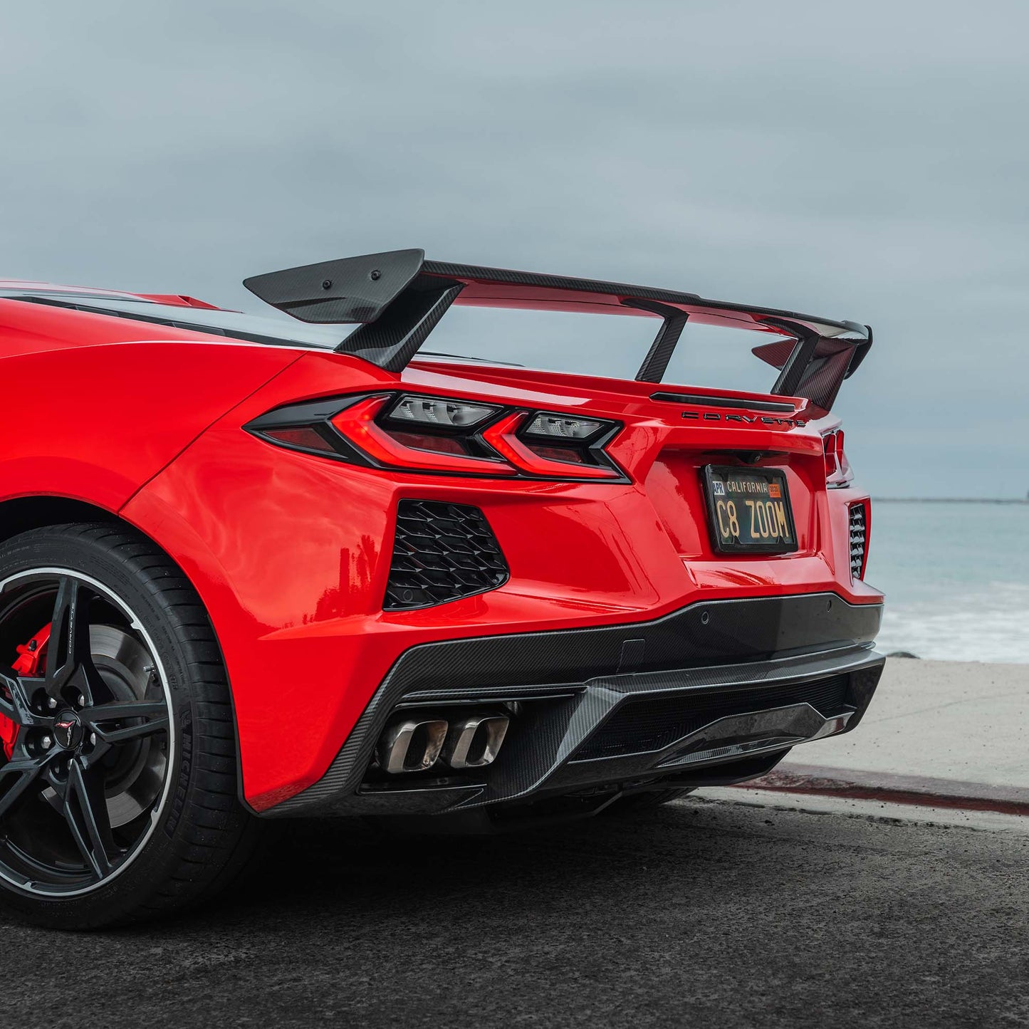2020-2025 C8 CORVETTE HIGH WING SPOILER IN CARBON FIBER PRINT