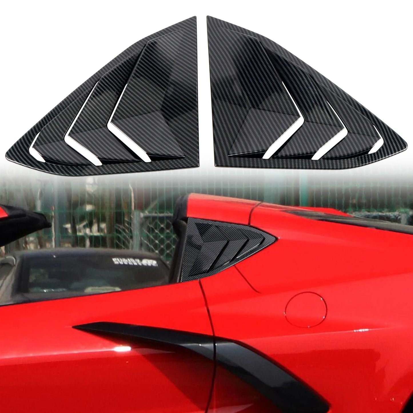 C8 CORVETTE CARBON FIBER REAR QUARTER WINDOW LOUVER COVER