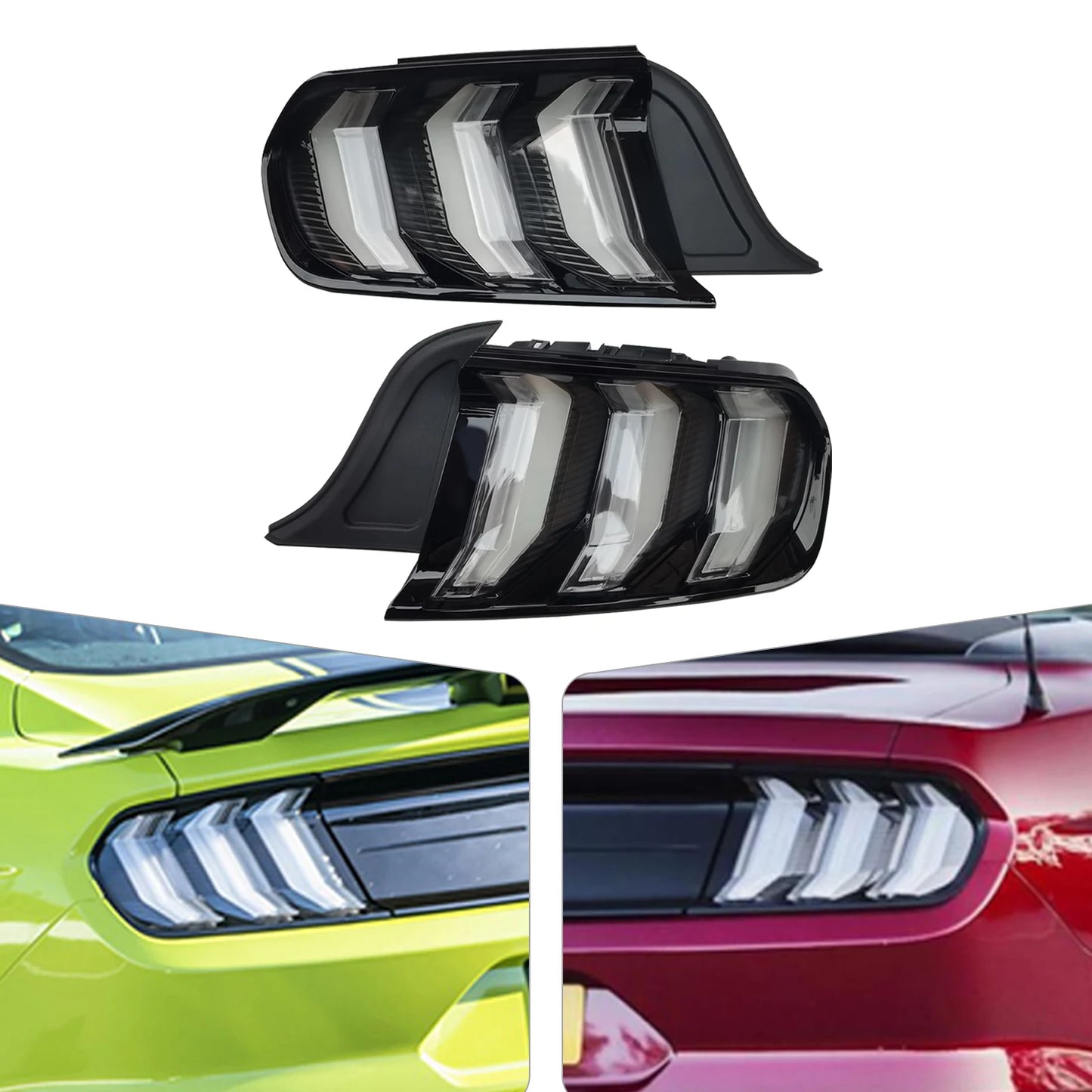 2015 – 2023 MUSTANG CLEAR EURO LED SEQUENTIAL TAIL LIGHTS