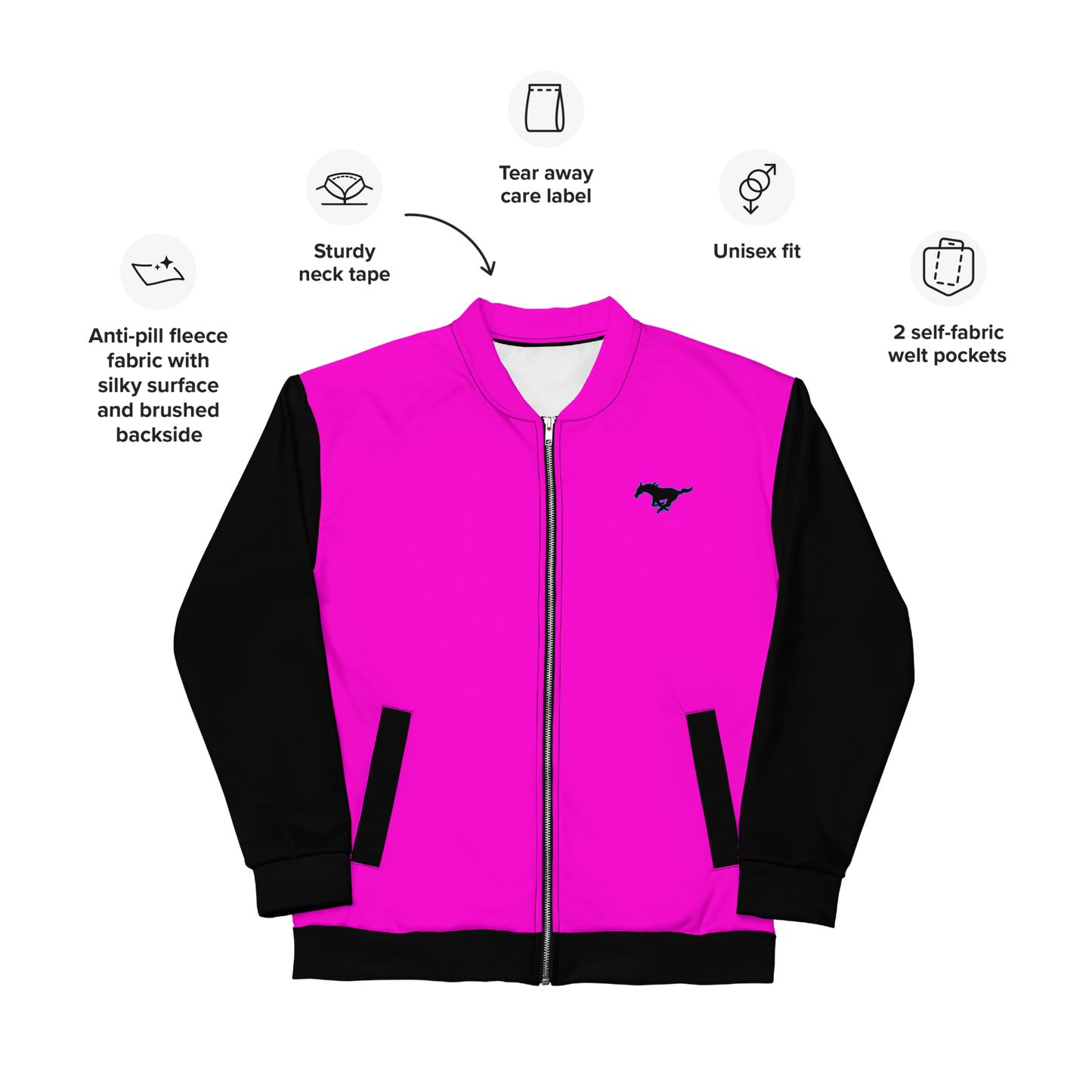 MUSTANG LOGO COTTON CANDY UNISEX BOMBER JACKET *LIMITED EDITION*