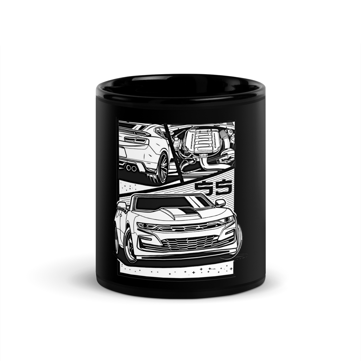 CAMARO SS COMIC STYLE BLACK GLOSSY MUG
