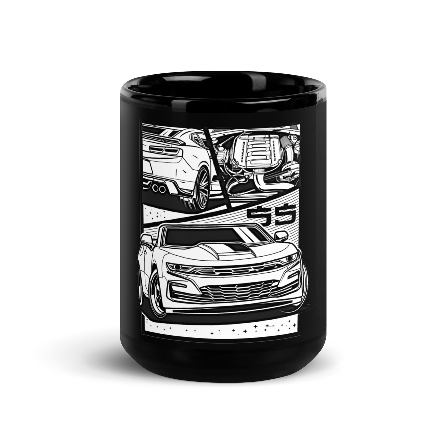 CAMARO SS COMIC STYLE BLACK GLOSSY MUG