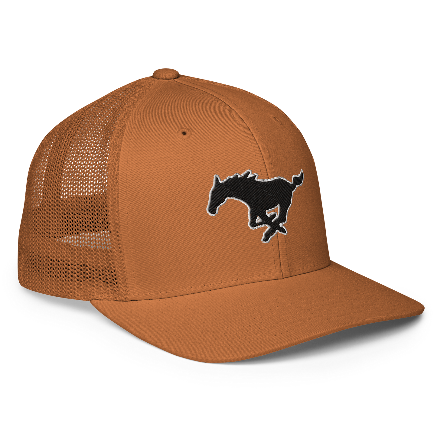 MUSTANG LOGO CLOSED-BACK TRUCKER HAT