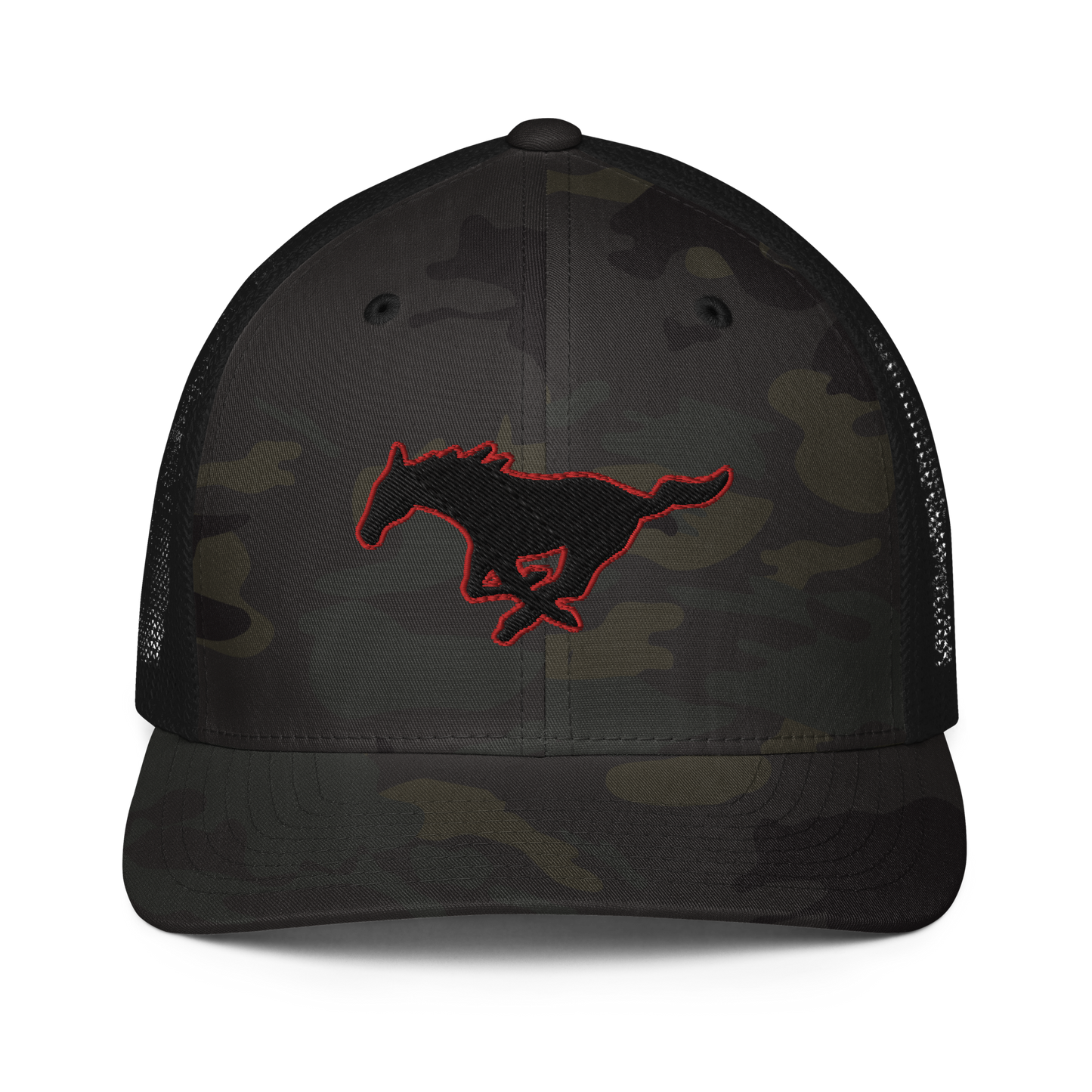 MUSTANG LOGO CLOSED-BACK TRUCKER HAT