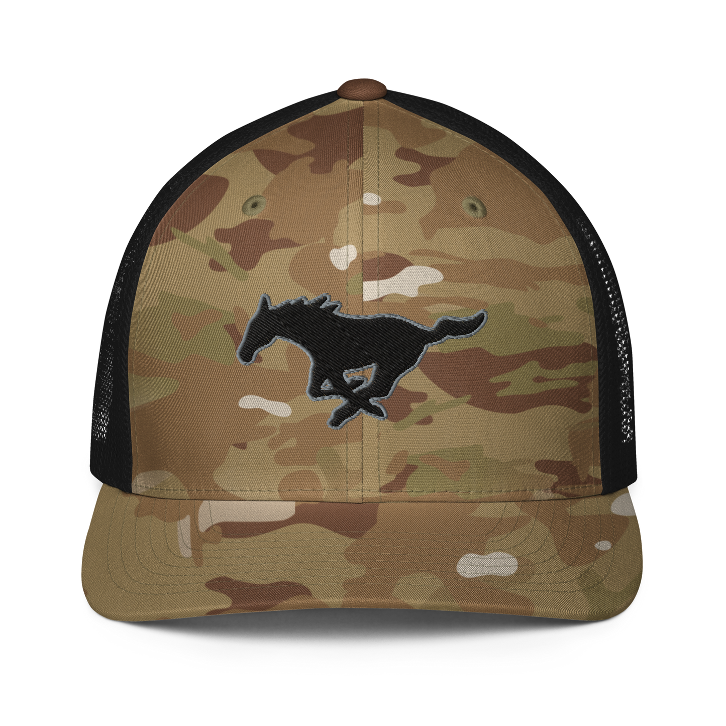 MUSTANG LOGO CLOSED-BACK TRUCKER HAT