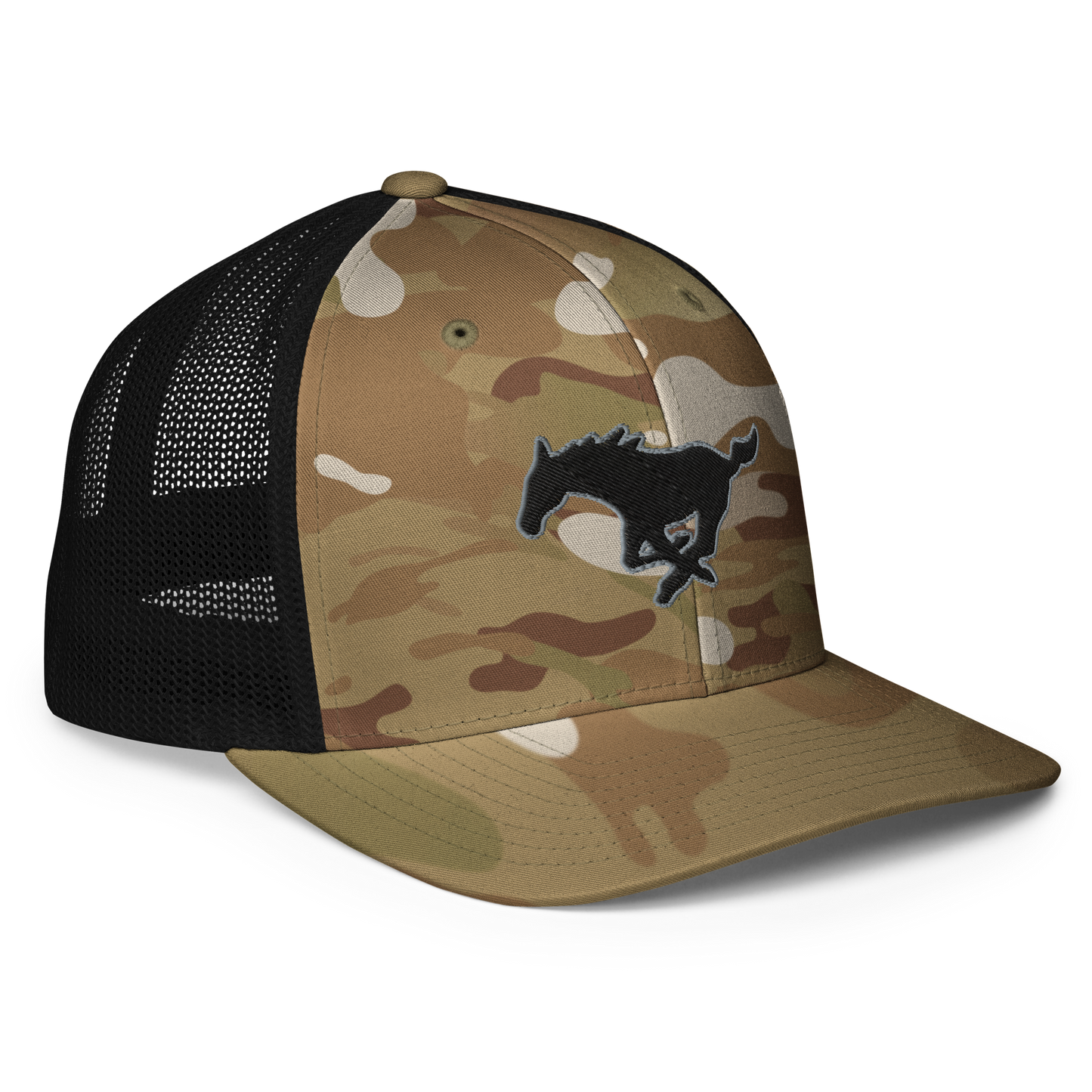 MUSTANG LOGO CLOSED-BACK TRUCKER HAT