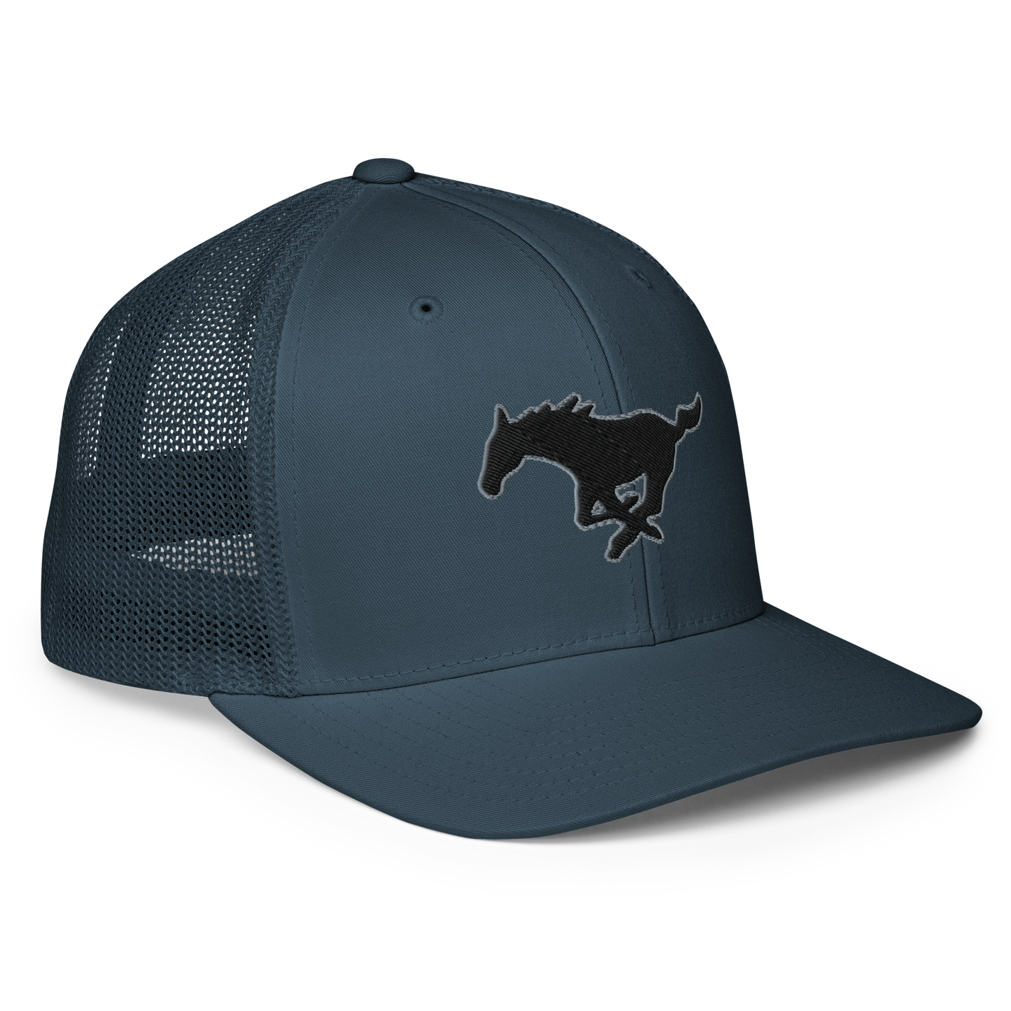 MUSTANG LOGO CLOSED-BACK TRUCKER HAT