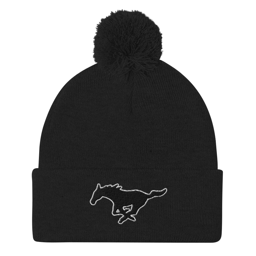 MUSTANG LOGO POM-POM BEANIE
