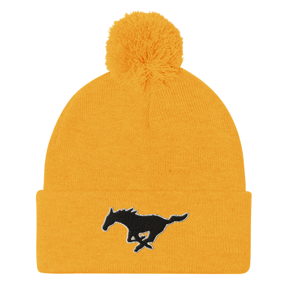MUSTANG LOGO POM-POM BEANIE