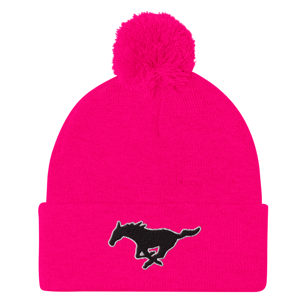 MUSTANG LOGO POM-POM BEANIE