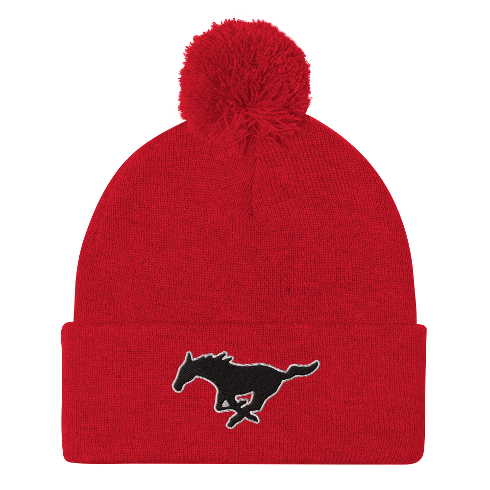 MUSTANG LOGO POM-POM BEANIE